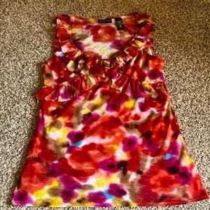 Ladies size medium New York and Company Sleeveless ruffle multi color top